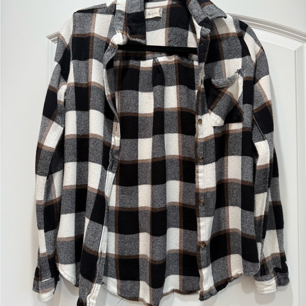 Altar'd State Black and White Plaid Button Down Shirt